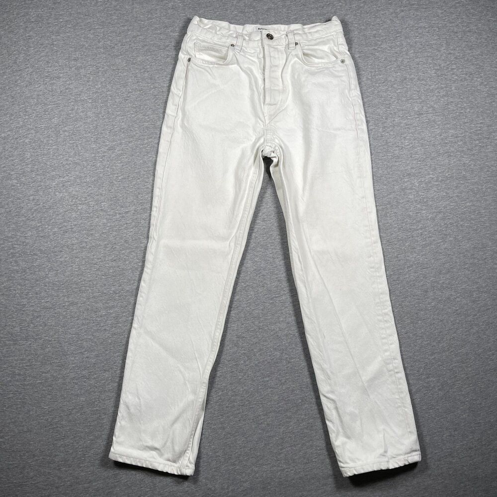 Reformation Cynthia Jeans Womens 27 White Denim High Rise Straight Leg